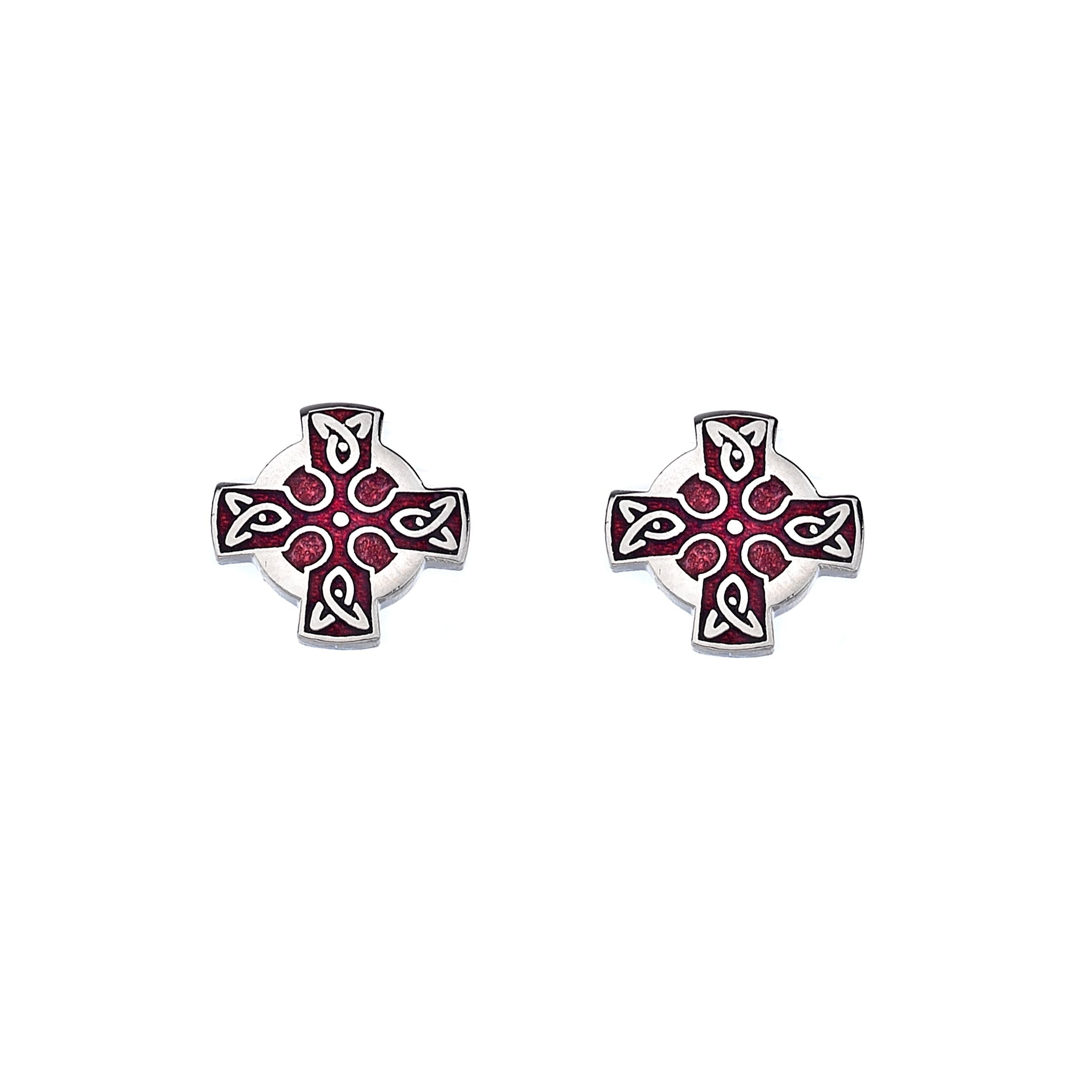 Red Celtic Cross Studs
